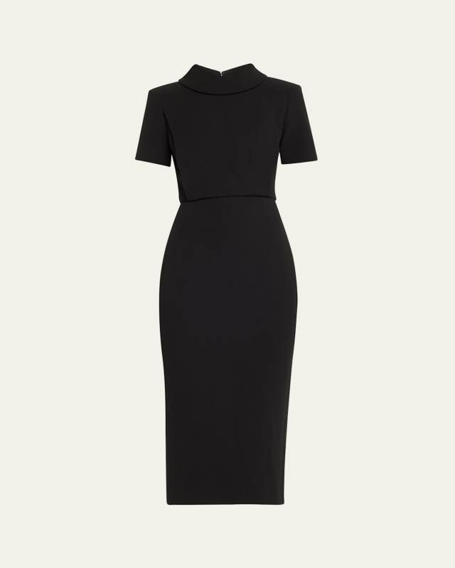 Short Sleeve Heavy Cady Midi Dress